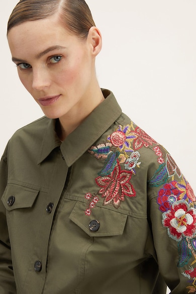 Motivi Crop dzseki hímzett virágokkal női