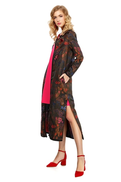 MIYU Palton cu model floral si slituri laterale Femei