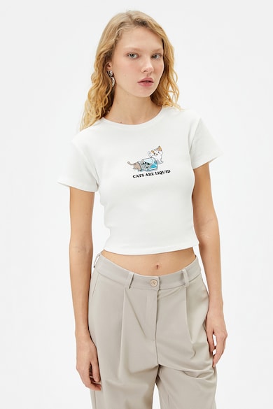 KOTON Къса тениска с овално деколте Жени