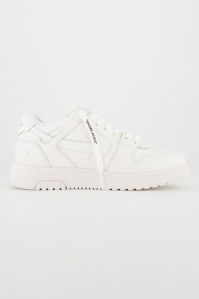 OFF-WHITE Feliratos bőrsneaker textilbetétekkel női