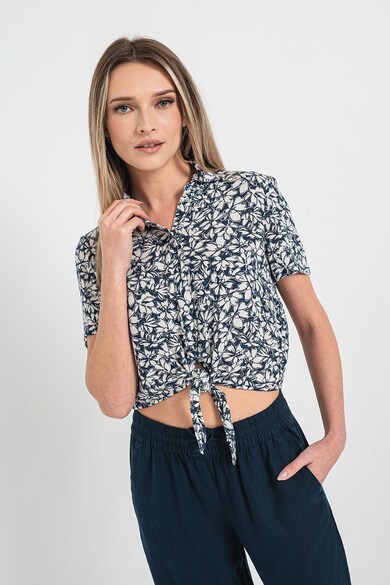 Vero Moda Virágmintás crop ing csomóval női