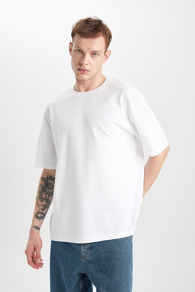 DeFacto Тениска с памук и овално деколте Мъже