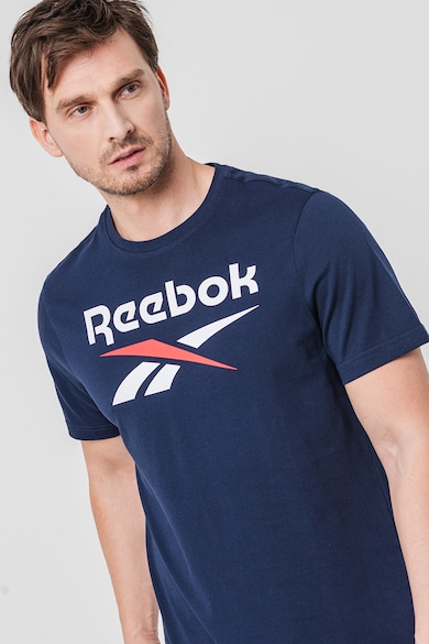 Reebok Памучна фитнес тениска с лого Мъже
