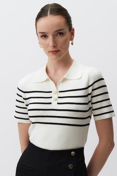JIMMY KEY Galléros póló csíkos mintával női