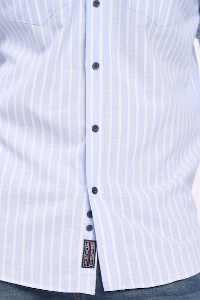 Lee Cooper Раирана риза с лен с копчета Мъже