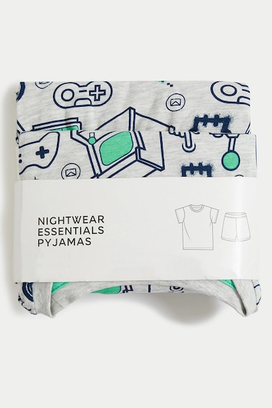 Marks & Spencer Pijama cu imprimeu grafic si pantaloni scurti Baieti