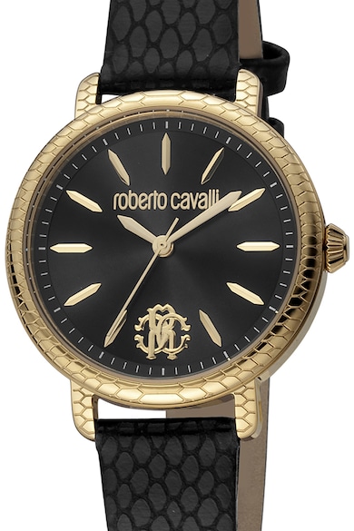 Roberto Cavalli Часовник от неръждаема стомана с кожена каишка Жени