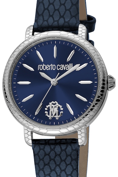 Roberto Cavalli Часовник от неръждаема стомана с кожена каишка Жени