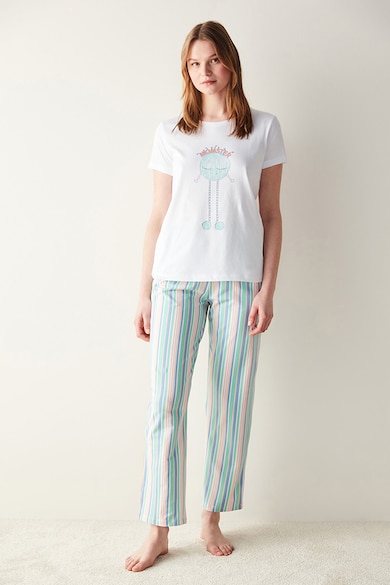 Penti Bluza de pijama din bumbac cu imprimeu Momster Femei