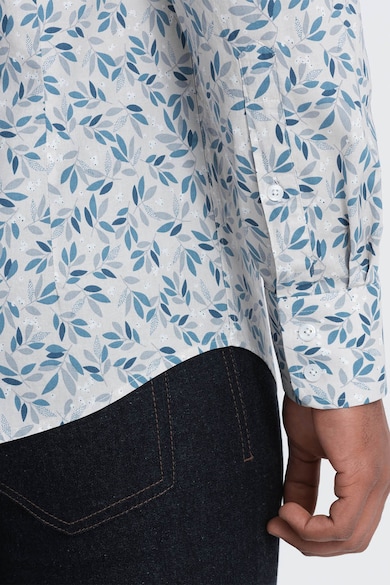 OMBRE Памучна риза с десен с листа Мъже