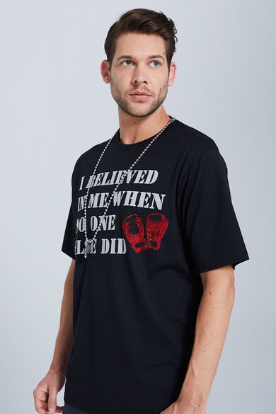 Jeremy Meeks Тениска от органичен памук с декоративни камъни Мъже
