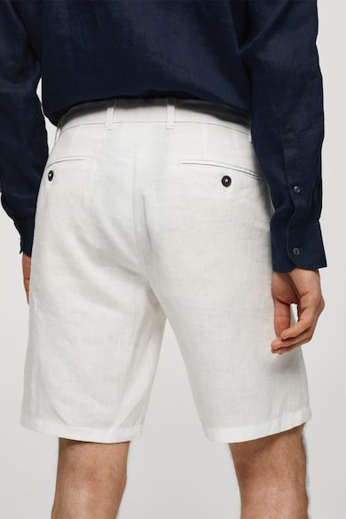 Mango Къс ленен панталон с джобове Мъже