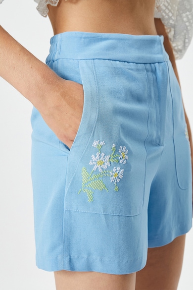 KOTON Къс панталон с лен и флорална бродерия Жени