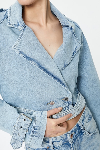 KOTON Jacheta crop din denim cu o curea in talie Femei