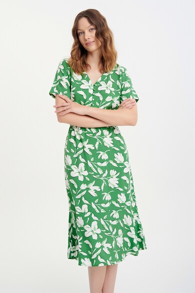 GreenPoint Rochie cu imprimeu floral si decolteu in V Femei