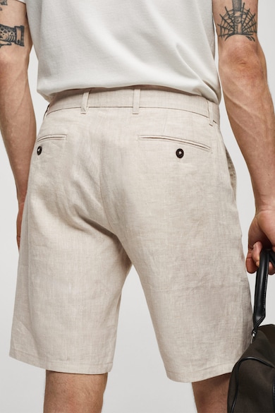 Mango Къс ленен панталон с джобове Мъже