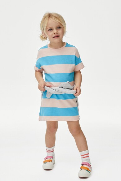 Marks & Spencer Памучна рокля тип тениска с райе Момичета