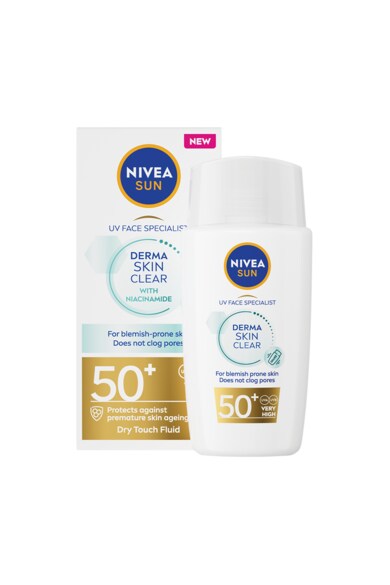 Nivea Слънцезащитен флуид  sun derma skin clear skin, С ниацинамид и FPS50+, 40 мл Мъже