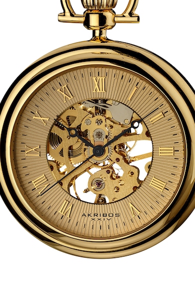 AKRIBOS XXIV Ceas placat cu aur de 14k, cu mecanism vizibil pe cadran Barbati