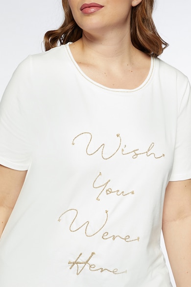 Fiorella Rubino Тениска с памук с бляскав надпис Жени