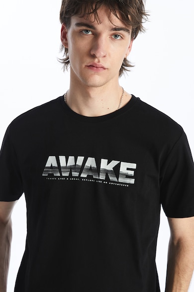 LC WAIKIKI Памучна тениска с овално деколте и надпис Мъже