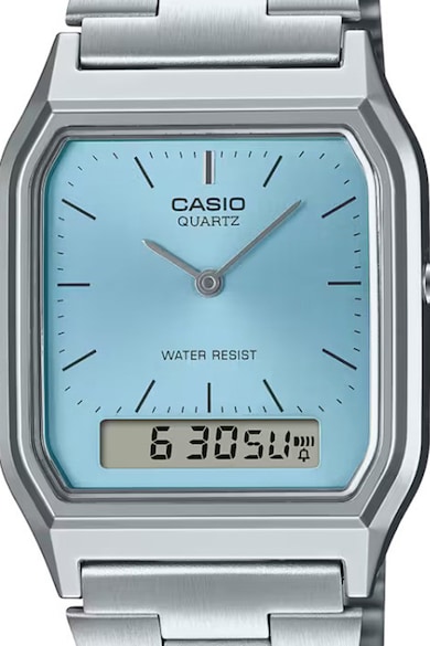 Casio Квадратен часовник от неръждаема стомана Мъже