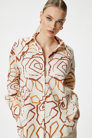 KOTON Риза с лен с абстрактна шарка Жени