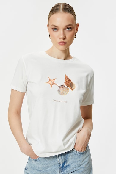 KOTON Тениска от памук с овално деколте и шарка Жени