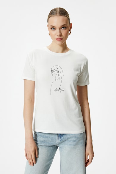 KOTON Тениска с овално деколте и шарка Жени