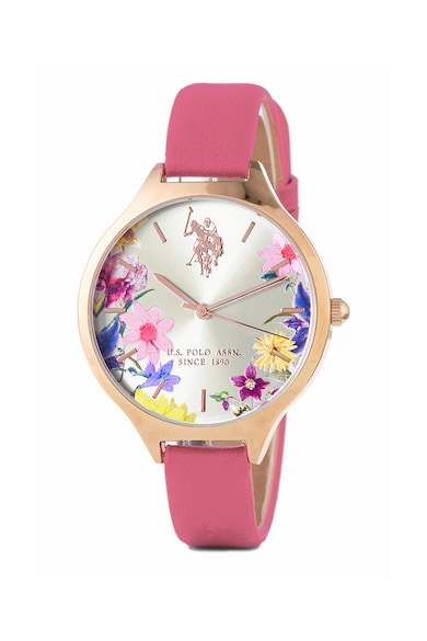 U.S. Polo Assn. Set de ceas cu model floral si bratara Femei