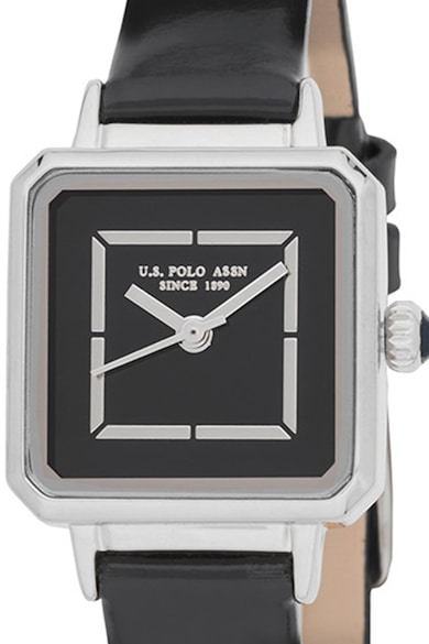 U.S. Polo Assn. Квадратен часовник с кожена каишка Жени