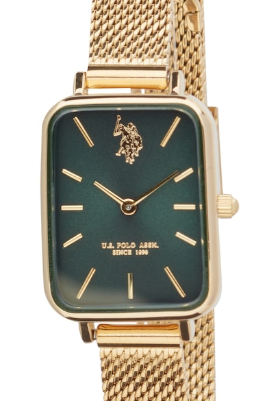 U.S. Polo Assn. Правоъгълен часовник с мрежеста верижка Жени
