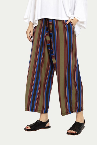 Antonia M Bő szárú nadrág kontrasztos részletekkel női