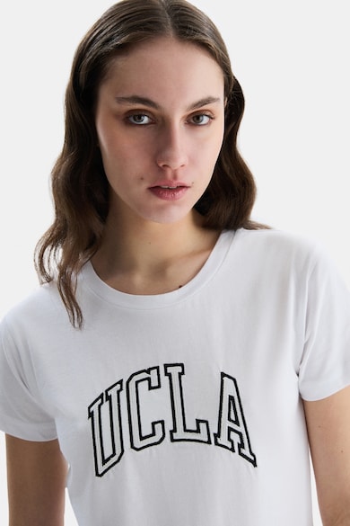 UCLA Tricou cu decolteu la baza gatului si imprimeu logo Angela Femei