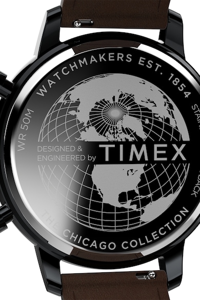 Timex Ceas cronograf cu o curea din piele Chicago - 45mm Barbati