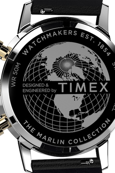 Timex Часовник Marlin от неръждаема стомана с кожена каишка - 40 мм Мъже