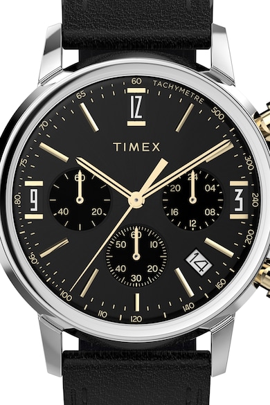 Timex Ceas cronograf din otel inoxidabil cu o curea din piele Marlin - 40 mm Barbati