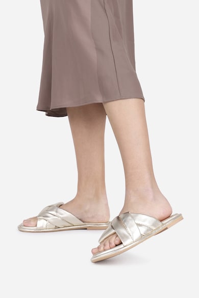 Bronx Papuci din piele cu aspect metalizat Femei