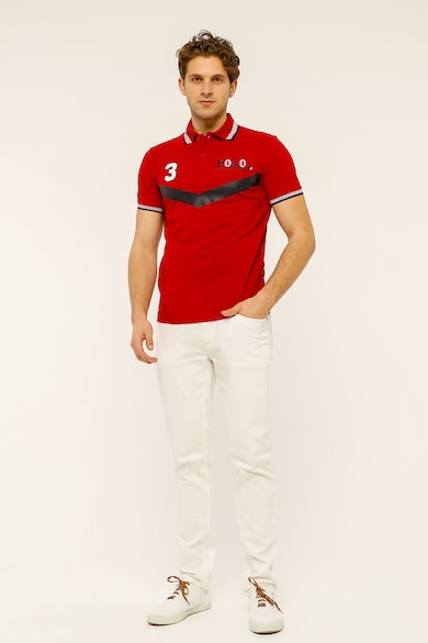 Red, White and Blue Памучна тениска Longer с яка Мъже