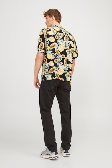 Jack & Jones Риза Hawaiian със свободна кройка, Черен, Жълт, Мъже