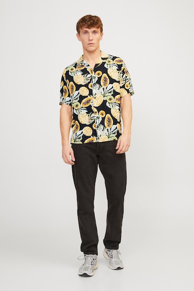 Jack & Jones Риза Hawaiian със свободна кройка, Черен, Жълт, Мъже