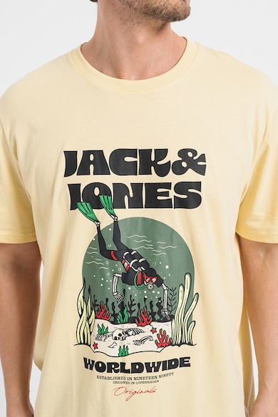 Jack & Jones Tricou cu decolteu la baza gatului si imprimeu logo Coconut Barbati