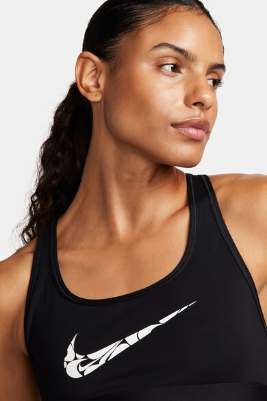 Nike Bustiera racerback cu imprimeu logo si tehnologie Dri-FIT pentru fitness Swoosh Femei