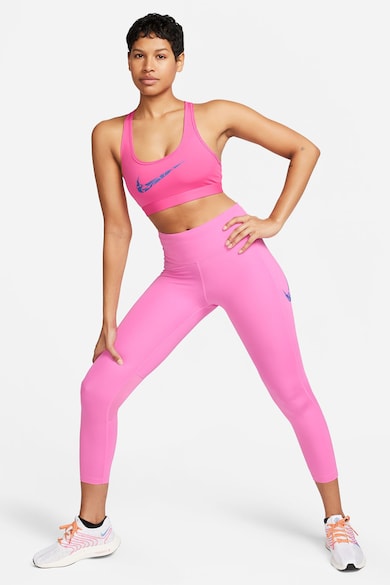 Nike Bustiera racerback cu imprimeu logo si tehnologie Dri-FIT pentru fitness Swoosh Femei