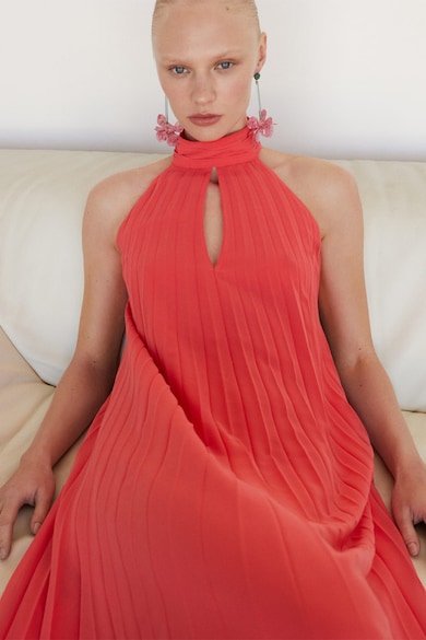 Mango Adela nyakba akasztós pliszírozott ruha vékony megkötővel női