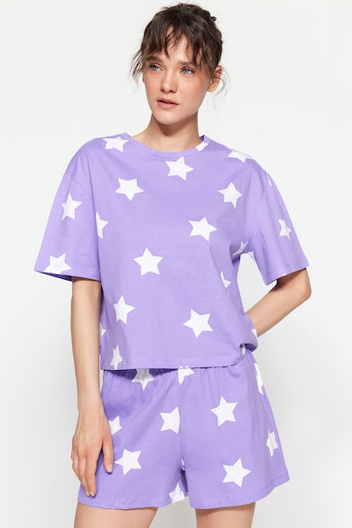 Trendyol Къса пижама със звездовиден принт Жени