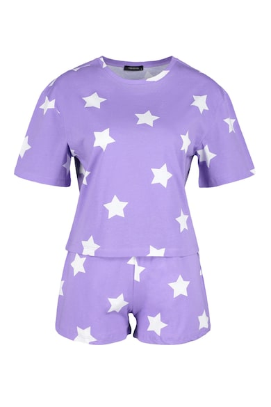 Trendyol Pijama cu pantaloni scurti si imprimeu cu stele Femei