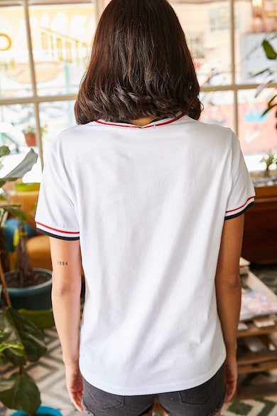 Olalook Tricou de bumbac cu margini contrastante Femei