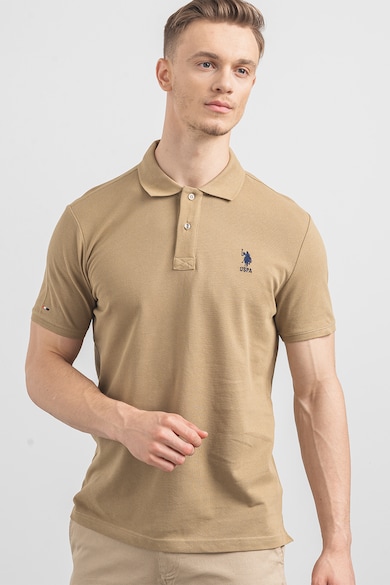 U.S. Polo Assn. U.S. Polo Assn, Памучна тениска по тялото с яка Мъже