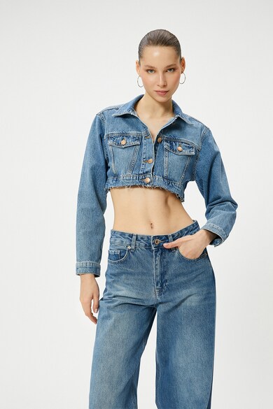 KOTON Jacheta crop de denim cu buzunare pe piept Femei